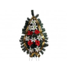 Вінок похоронний Троянда та лілія 120х60см червоно-білий ТМ Memori