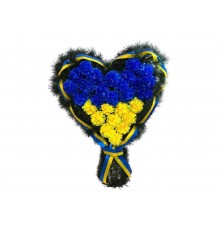 Вінок похоронний Хризантеми 100х75см жовто-блакитний ТМ Memori